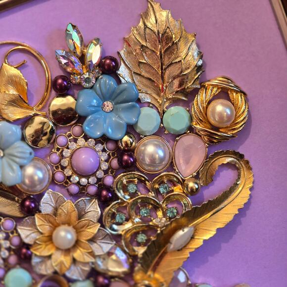 Hand Crafted Framed Jewelry Art 10.25"W x 12.25"H - Picture 3 of 6